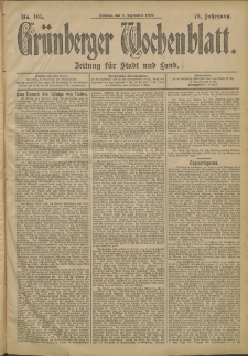 Gr&uuml;nberger Wochenblatt: Zeitung f&uuml;r Stadt und Land, No. 105. (2. September 1902)