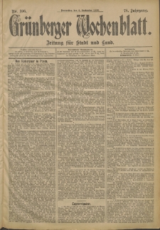 Gr&uuml;nberger Wochenblatt: Zeitung f&uuml;r Stadt und Land, No. 106. (4. September 1902)