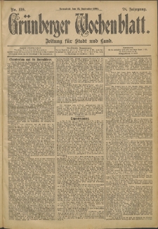 Gr&uuml;nberger Wochenblatt: Zeitung f&uuml;r Stadt und Land, No. 110. (13. September 1902)