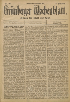 Gr&uuml;nberger Wochenblatt: Zeitung f&uuml;r Stadt und Land, No. 116. (27. September 1902)