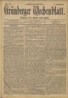 Gr&uuml;nberger Wochenblatt: Zeitung f&uuml;r Stadt und Land, No. 119. (4. October 1902)