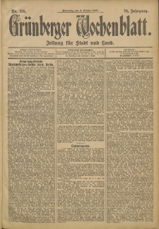 Gr&uuml;nberger Wochenblatt: Zeitung f&uuml;r Stadt und Land, No. 121. (9. October 1902)