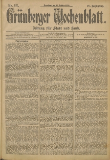 Gr&uuml;nberger Wochenblatt: Zeitung f&uuml;r Stadt und Land, No. 122. (11. October 1902)