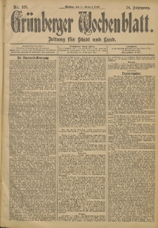 Gr&uuml;nberger Wochenblatt: Zeitung f&uuml;r Stadt und Land, No. 123. (14. October 1902)