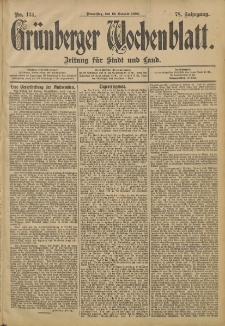 Gr&uuml;nberger Wochenblatt: Zeitung f&uuml;r Stadt und Land, No. 124. (16. October 1902)