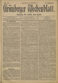 Gr&uuml;nberger Wochenblatt: Zeitung f&uuml;r Stadt und Land, No. 127 (23. October 1902)
