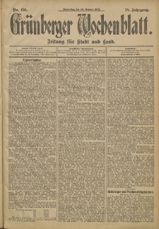 Gr&uuml;nberger Wochenblatt: Zeitung f&uuml;r Stadt und Land, No. 130 (30. October 1902)