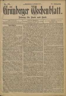 Gr&uuml;nberger Wochenblatt: Zeitung f&uuml;r Stadt und Land, No. 134 (8. November 1902)