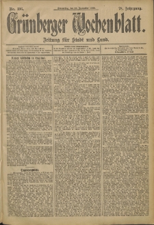 Gr&uuml;nberger Wochenblatt: Zeitung f&uuml;r Stadt und Land, No. 136 (13. November 1902)