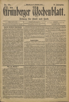 Gr&uuml;nberger Wochenblatt: Zeitung f&uuml;r Stadt und Land, No. 139 (19. November 1902)