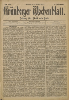 Gr&uuml;nberger Wochenblatt: Zeitung f&uuml;r Stadt und Land, No. 140 (22. November 1902)
