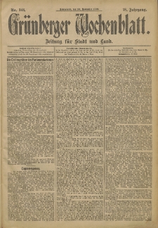 Gr&uuml;nberger Wochenblatt: Zeitung f&uuml;r Stadt und Land, No. 143 (29. November 1902)