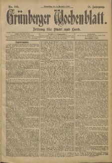 Gr&uuml;nberger Wochenblatt: Zeitung f&uuml;r Stadt und Land, No. 145 (4. December 1902)