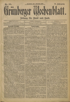Gr&uuml;nberger Wochenblatt: Zeitung f&uuml;r Stadt und Land, No. 146 (6. December 1902)