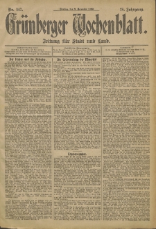 Gr&uuml;nberger Wochenblatt: Zeitung f&uuml;r Stadt und Land, No. 147 (9. December 1902)