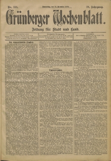 Gr&uuml;nberger Wochenblatt: Zeitung f&uuml;r Stadt und Land, No. 148 (11. December 1902)