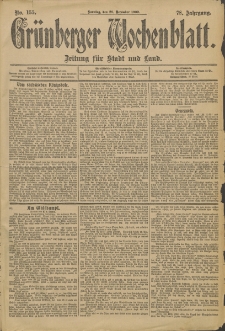 Gr&uuml;nberger Wochenblatt: Zeitung f&uuml;r Stadt und Land, No. 155 (28. December 1902)