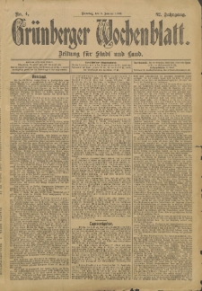 Grünberger Wochenblatt: Zeitung für Stadt und Land, No. 4. (9. Januar 1906)