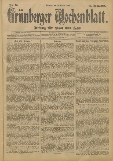Gr&uuml;nberger Wochenblatt: Zeitung f&uuml;r Stadt und Land, No. 10. (23. Januar 1906)