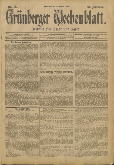 Grünberger Wochenblatt: Zeitung für Stadt und Land, No. 12. (27. Januar 1906)