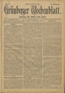 Gr&uuml;nberger Wochenblatt: Zeitung f&uuml;r Stadt und Land, No. 13. (30. Januar 1906)