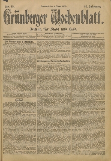 Gr&uuml;nberger Wochenblatt: Zeitung f&uuml;r Stadt und Land, No. 15. (3. Februar 1906)