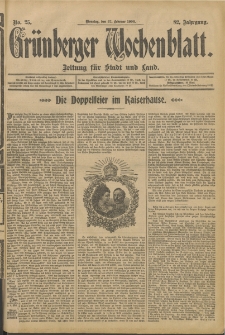 Grünberger Wochenblatt: Zeitung für Stadt und Land, No. 25. (27. Februar 1906)