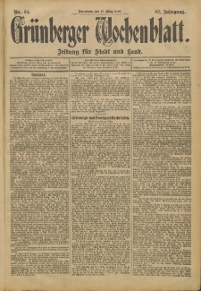 Grünberger Wochenblatt: Zeitung für Stadt und Land, No. 33. (17. März 1906)
