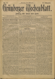 Grünberger Wochenblatt: Zeitung für Stadt und Land, No. 35. (22. März 1906)