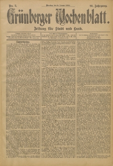 Gr&uuml;nberger Wochenblatt: Zeitung f&uuml;r Stadt und Land, No. 1. (1. Januar 1904)
