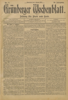 Gr&uuml;nberger Wochenblatt: Zeitung f&uuml;r Stadt und Land, No. 4. (9. Januar 1904)