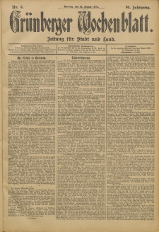 Grünberger Wochenblatt: Zeitung für Stadt und Land, No. 5. (12. Januar 1904)