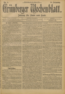Gr&uuml;nberger Wochenblatt: Zeitung f&uuml;r Stadt und Land, No. 6. (14. Januar 1904)
