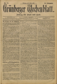 Gr&uuml;nberger Wochenblatt: Zeitung f&uuml;r Stadt und Land, No. 37. (27. M&auml;rz 1906)