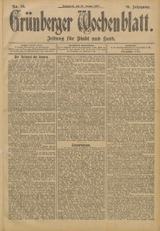 Gr&uuml;nberger Wochenblatt: Zeitung f&uuml;r Stadt und Land, No. 10. (23. Januar 1904)