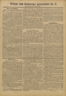 Gr&uuml;nberger Wochenblatt: Zeitung f&uuml;r Stadt und Land, No. 9. (21. Januar 1904)