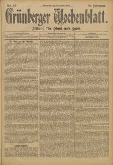 Gr&uuml;nberger Wochenblatt: Zeitung f&uuml;r Stadt und Land, No. 12. (28. Januar 1904)