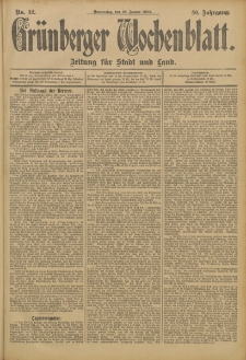 Grünberger Wochenblatt: Zeitung für Stadt und Land, No. 12. (28. Januar 1904)