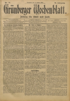 Gr&uuml;nberger Wochenblatt: Zeitung f&uuml;r Stadt und Land, No. 13. (30. Januar 1904)