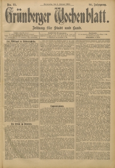 Gr&uuml;nberger Wochenblatt: Zeitung f&uuml;r Stadt und Land, No. 15. (4. Februar 1904)