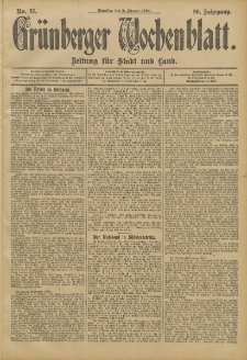 Gr&uuml;nberger Wochenblatt: Zeitung f&uuml;r Stadt und Land, No. 17. (9. Februar 1904)
