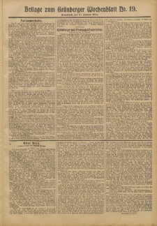 Gr&uuml;nberger Wochenblatt: Zeitung f&uuml;r Stadt und Land, No. 19. (13. Februar 1904)