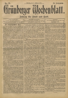 Gr&uuml;nberger Wochenblatt: Zeitung f&uuml;r Stadt und Land, No. 20. (16. Februar 1904)
