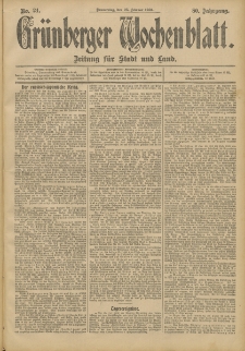 Gr&uuml;nberger Wochenblatt: Zeitung f&uuml;r Stadt und Land, No. 24. (25. Februar 1904)