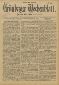 Grünberger Wochenblatt: Zeitung für Stadt und Land, No. 25. (27. Februar 1904)