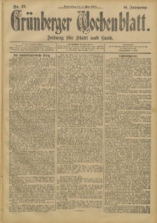 Grünberger Wochenblatt: Zeitung für Stadt und Land, No. 27. (3. März 1904)