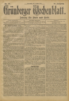 Gr&uuml;nberger Wochenblatt: Zeitung f&uuml;r Stadt und Land, No. 28. (5. M&auml;rz 1904)