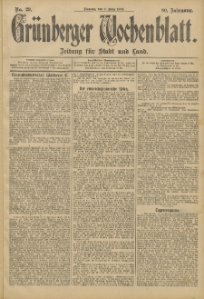 Gr&uuml;nberger Wochenblatt: Zeitung f&uuml;r Stadt und Land, No. 29. (8. M&auml;rz 1904)