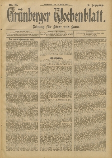 Gr&uuml;nberger Wochenblatt: Zeitung f&uuml;r Stadt und Land, No. 30. (10. M&auml;rz 1904)