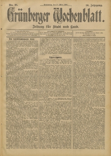 Grünberger Wochenblatt: Zeitung für Stadt und Land, No. 30. (10. März 1904)